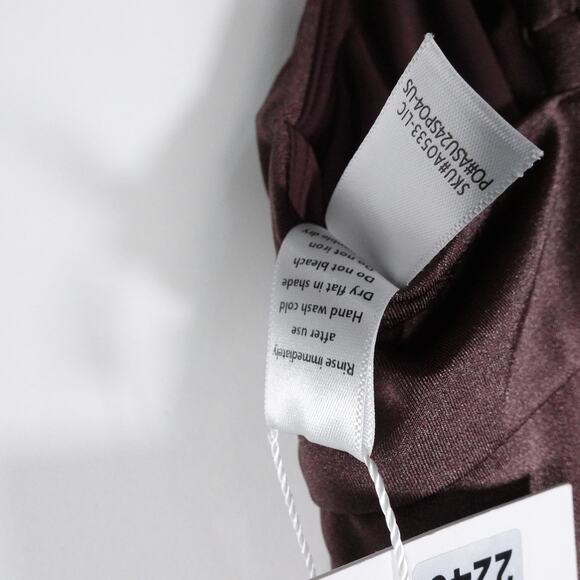 New Andie Swim Nadi Licorice Brown Satin Swimsuit Small Tall Long Torso 2246 - Picture 10 of 12